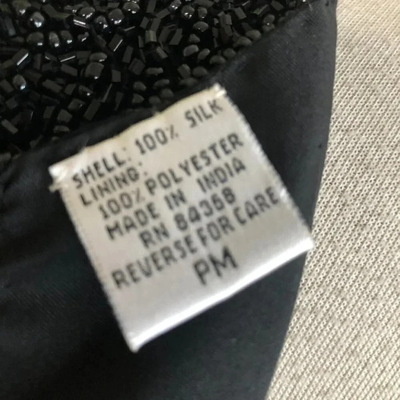 Laurence Kazar Black Beaded 100% Silk Scoop Neck Sheath Party Dress NEW - Picture 7 of 8